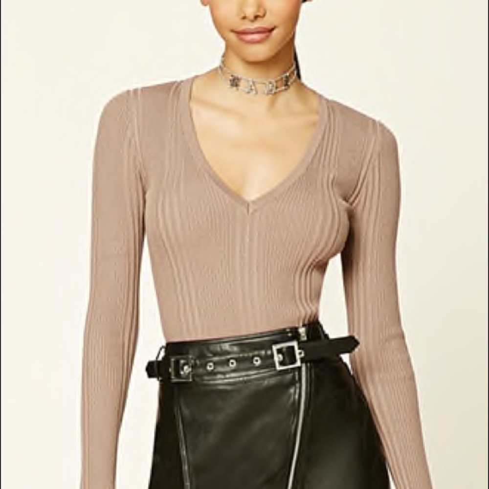 Forever 21 Ribbed V Neck Sweater